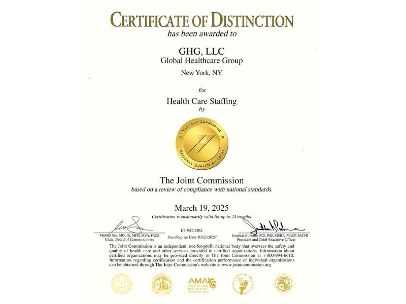 Joint Commission and Minority owned certificate